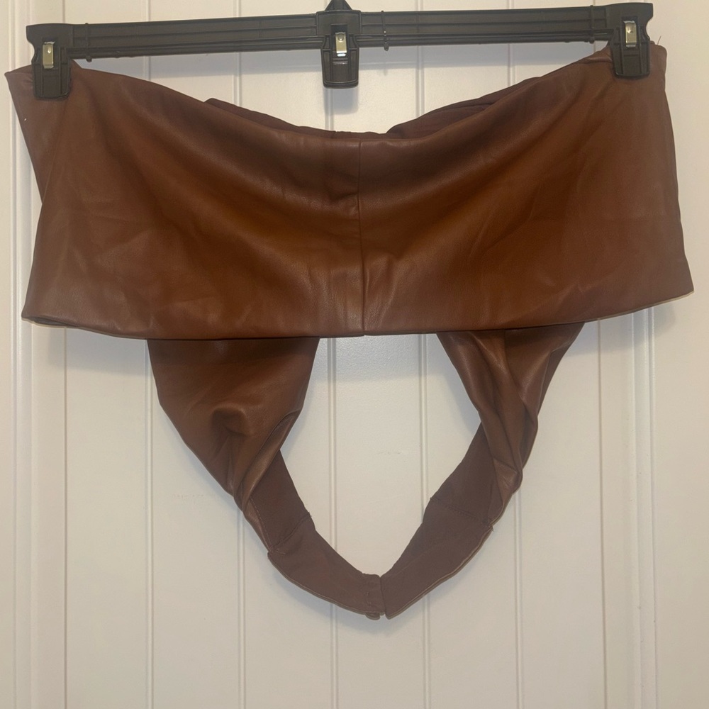 Eloquii halter brown faux leather crop top size 20 - Picture 5 of 11